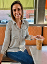 women's stripe button down