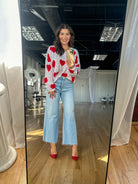 JBD just black denim slim wide leg jeans in a light wash denim with raw hem