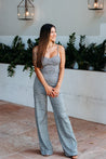plaid jumpsuit with stretch, comfortable, sexy, night out