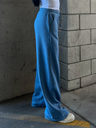 women's hyfve blue wide leg brushed comfy and soft drawstring sweatpants