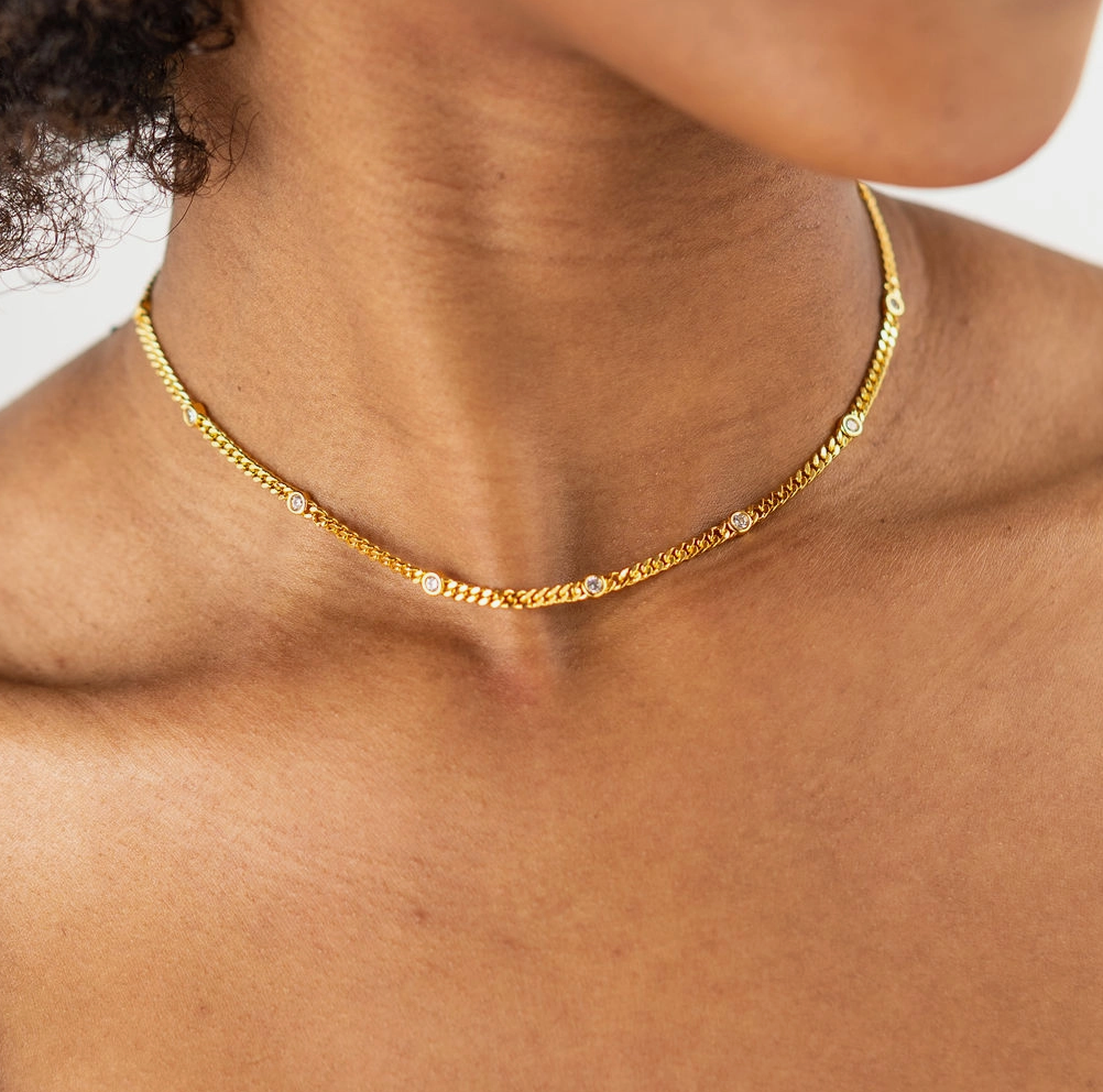 brenda grands cz dainty gold choker