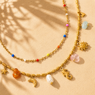 Women's gold water resistant layered summer beach charm necklace 
