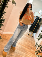 holly jolly christmas santa graphic crop t-shirt