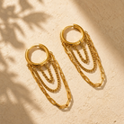 Women's non-tarnish gold chain drop huggie earrings