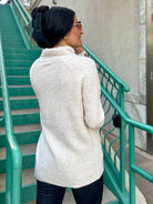 Women's soft oversized oat turtleneck long sweater