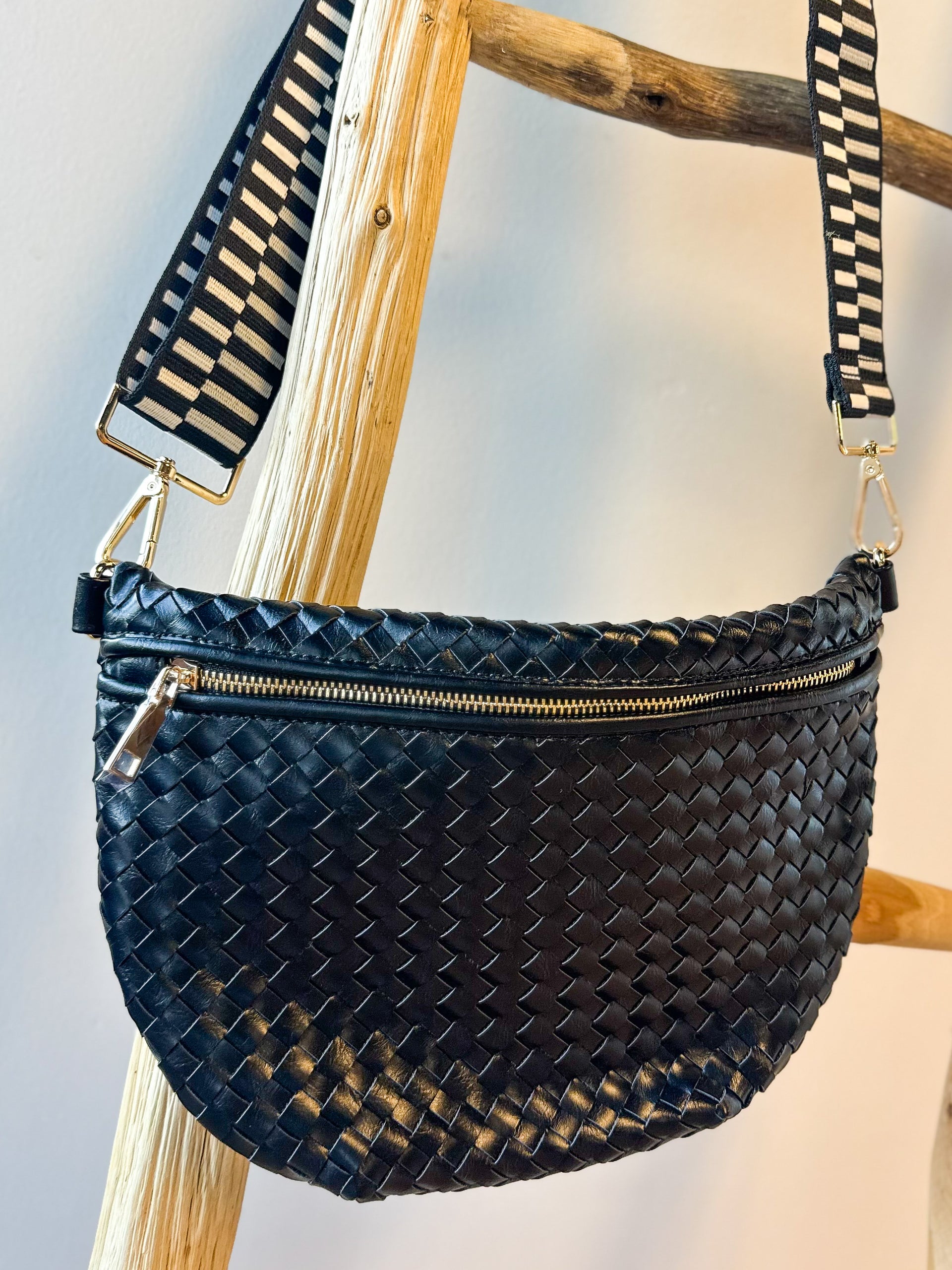 Woven Westlyn Crossbody Bag -Checkered Emerald