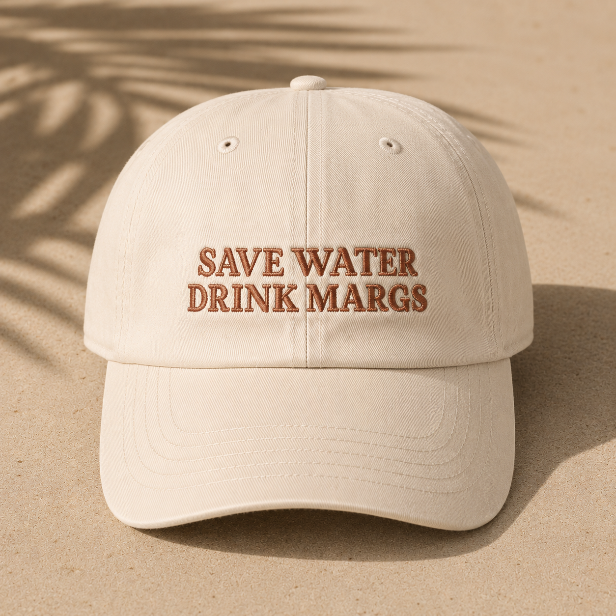 Save water drink margs womens baseball cap - beige and dark brown