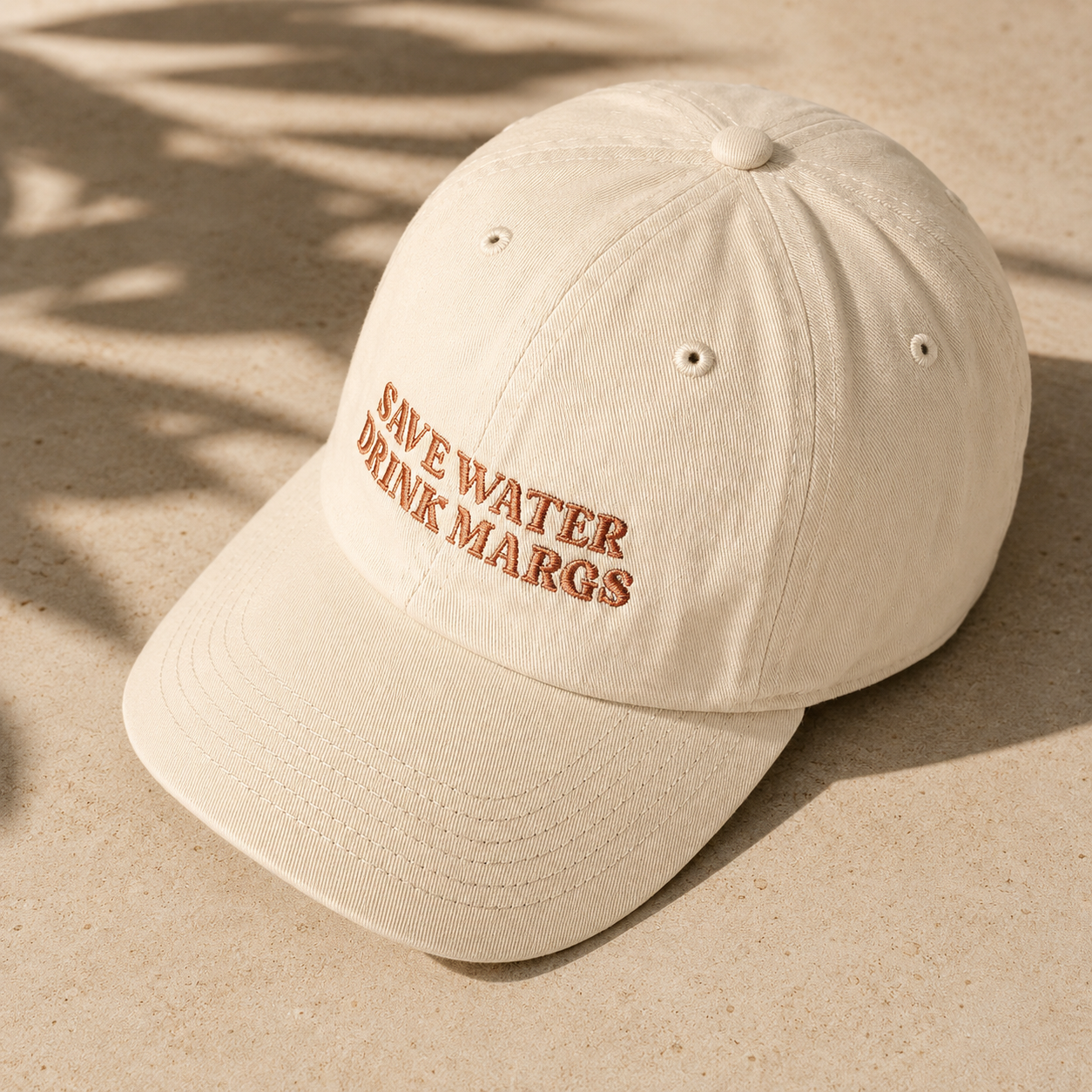 Save water drink margs womens baseball cap - beige and dark brown