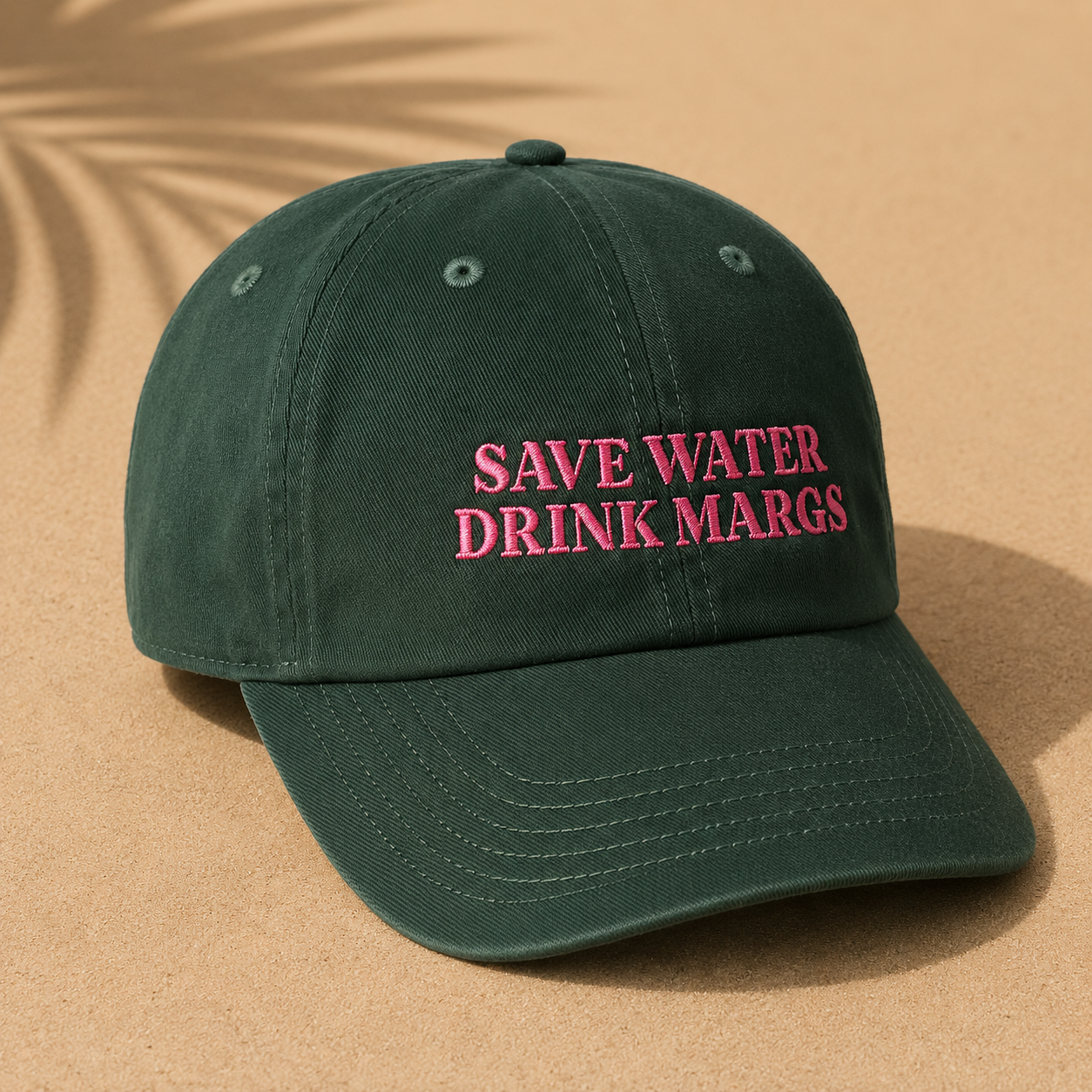 Save water drink margs womens baseball cap - dark green and pink