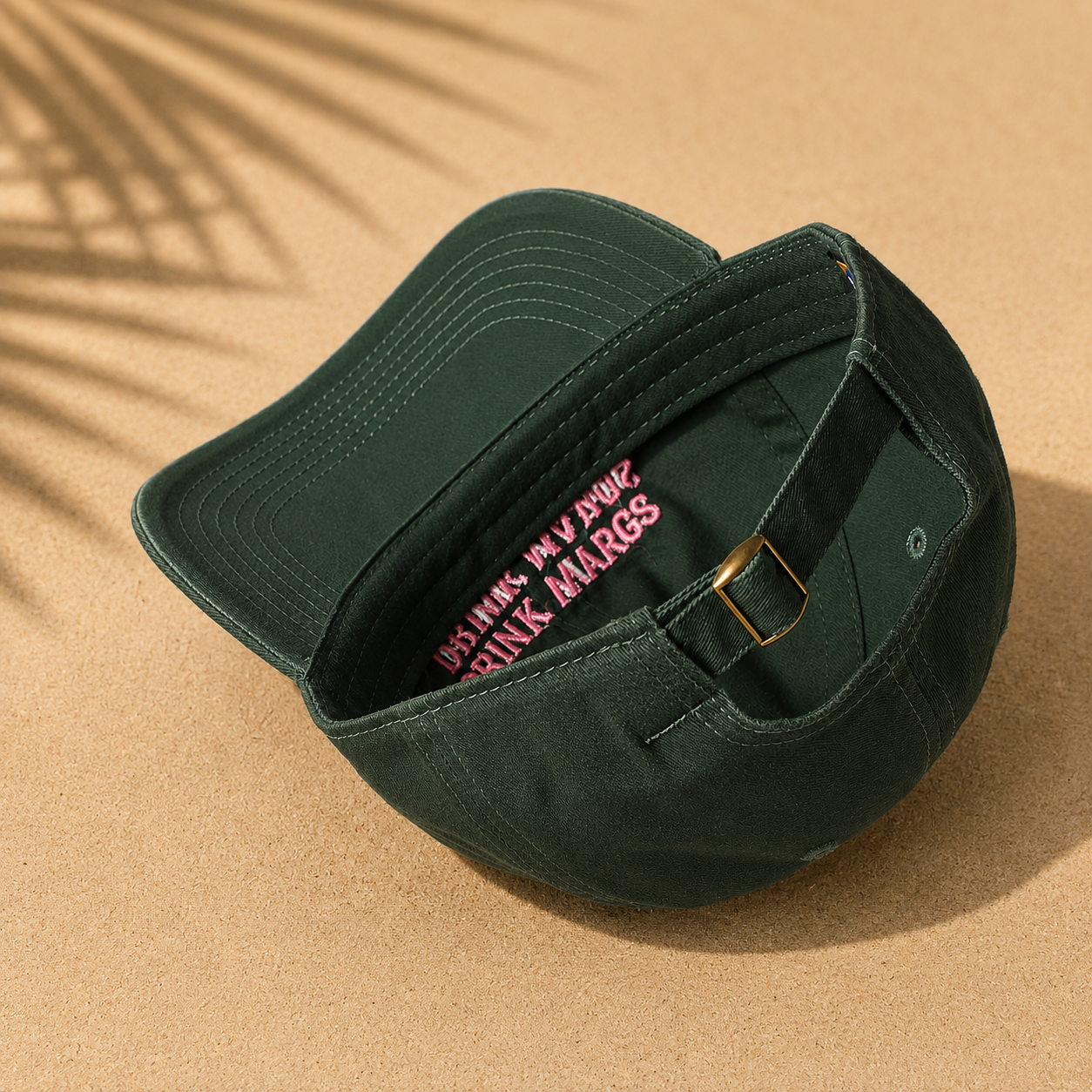 Save water drink margs womens baseball cap - dark green and pink