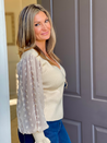 Dot Sleeve Wrap Cream Sweater