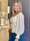 Dot Sleeve Wrap Cream Sweater
