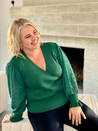 Dot Sleeve Wrap Emerald Green Sweater 2