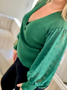 Dot Sleeve Wrap Emerald Green Sweater 3