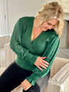 Dot Sleeve Wrap Emerald Green Sweater