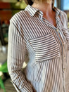 women's stripe button down