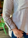 women's stripe button down
