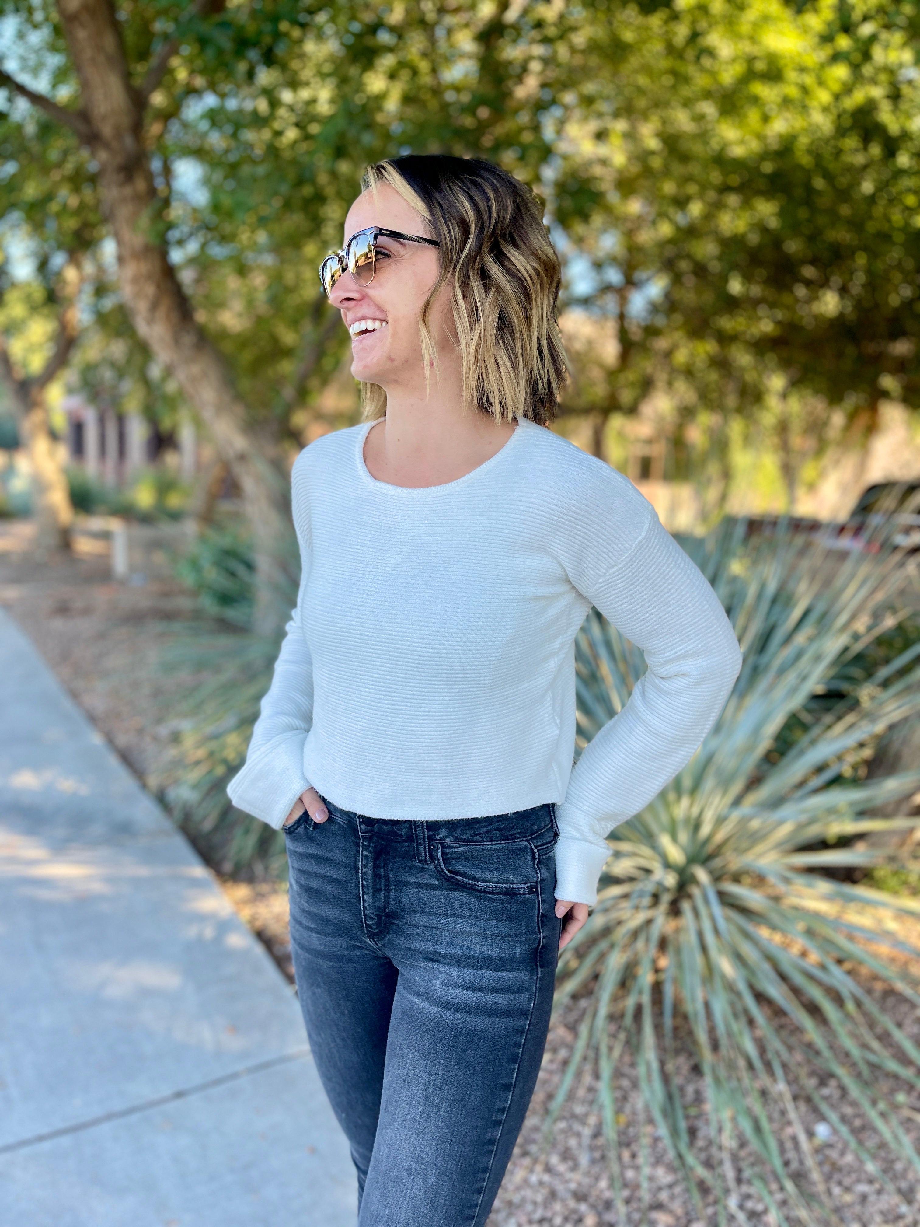 ribbed ivory cream white sweater