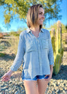women's stripe button down