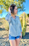 women's stripe button down